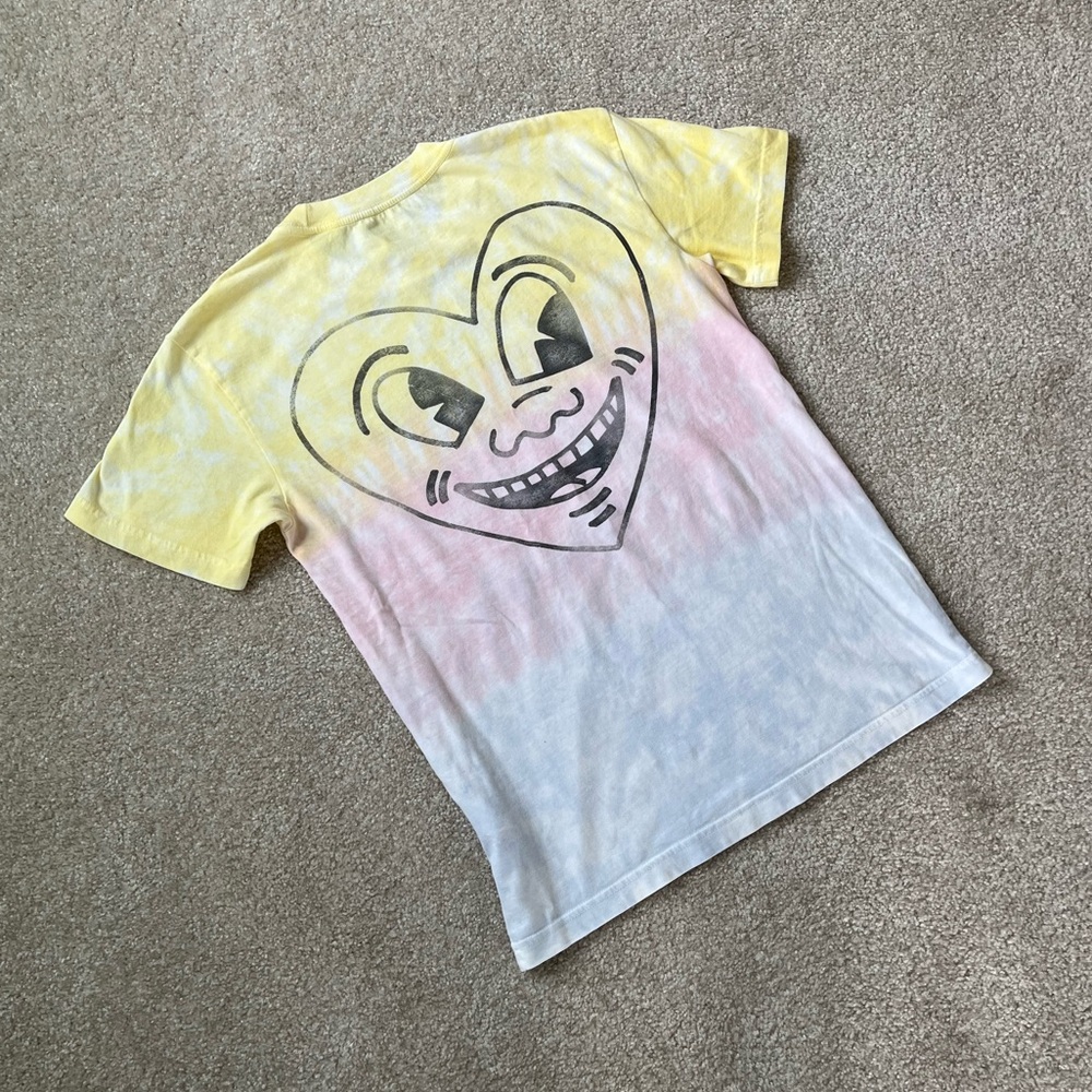 Abercrombie & Fitch Keith Haring Heart Pastel Tie Dyed T-shirt Size XXS Like New